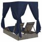 Preview: Doppelliege Set aus 2 Grau und Marineblau Rattan Groß