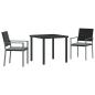 Preview: 3-teiliges Garten-Esszimmer-Set mit Kissen Schwarz Poly-Rattan