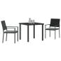 Preview: 3-teiliges Garten-Esszimmer-Set mit Kissen Schwarz Poly-Rattan