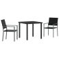 Preview: 3-teiliges Garten-Essgruppen-Set Schwarz Poly-Rattan