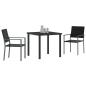 Preview: 3-teiliges Garten-Essgruppen-Set Schwarz Poly-Rattan