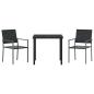 Preview: 3-teiliges Garten-Essgruppen-Set Schwarz Poly-Rattan