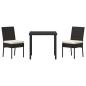 Preview: 3-teiliges Garten-Essset schwarz Poly-Rattan