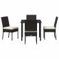 Preview: 5-teiliges Garten-Esszimmer-Set Schwarz Poly-Rattan