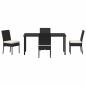Preview: 5-teiliges Garten-Essset Schwarz Poly Rattan