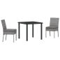 Preview: 3-teiliges Garten-Esszimmer-Set in Grau Poly-Rattan