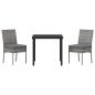 Preview: 3-teiliges Garten-Esszimmer-Set in Grau Poly-Rattan