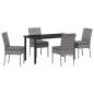 Preview: 5-teiliges Garten-Essset Grau Poly-Rattan