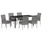 Preview: 7-teiliges Garten Essset Grau Poly Rattan