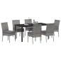 Preview: 7-teiliges Garten Essset Grau Poly Rattan