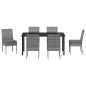 Preview: 7-teiliges Garten Essset Grau Poly Rattan