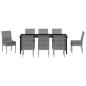 Preview: ARDEBO.de - 9-teiliges Garten Esszimmer Set Grau Poly-Rattan