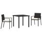 Preview: 3-teiliges Garten-Essgruppe Schwarz Poly Rattan