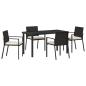 Preview: 5-teiliges Garten-Esszimmer-Set Schwarz Poly-Rattan