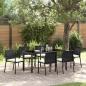 Preview: ARDEBO.de - 7-teiliges Garten-Esszimmer-Set Schwarz Poly-Rattan