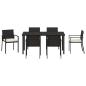 Preview: 7-teiliges Garten-Esszimmer-Set Schwarz Poly-Rattan
