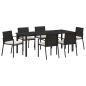 Preview: ARDEBO.de - 7-teilige Garten-Essgruppe aus schwarzem Poly-Rattan