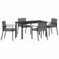 Preview: 5-teiliges Garten Esszimmer Set Grau Poly Rattan