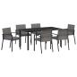 Preview: 7-teiliges Garten-Esstisch-Set Grau Poly-Rattan