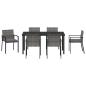 Preview: 7-teiliges Garten-Esstisch-Set Grau Poly-Rattan