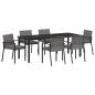 Preview: 7-teiliges Garten Esszimmer Set Grau Poly-Rattan