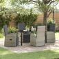 Preview: ARDEBO.de - 5-teiliges Garten-Dining-Set mit Kissen Grau Poly-Rattan
