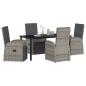 Preview: 5-teiliges Garten-Dining-Set mit Kissen Grau Poly-Rattan
