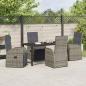 Preview: 5-teiliges Garten-Dining-Set mit Kissen Grau Poly-Rattan