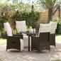 Preview: ARDEBO.de - 5-teiliges Garten-Dining-Set mit Kissen Braun Poly-Rattan