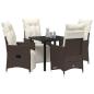 Preview: 5-teiliges Garten-Dining-Set mit Kissen Braun Poly-Rattan