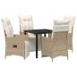 Preview: 5-teiliges Garten-Esszimmer-Set mit Kissen Beige Poly Rattan