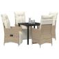 Preview: 5-teiliges Garten-Esszimmer-Set mit Kissen Beige Poly Rattan