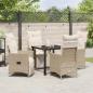 Preview: 5-teiliges Garten-Esszimmer-Set mit Kissen Beige Poly Rattan