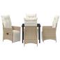 Preview: 5-teiliges Garten-Esszimmer-Set mit Kissen Beige Poly Rattan