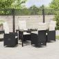 Preview: 5-teiliges Garten-Dining-Set mit Kissen Schwarz Poly-Rattan