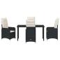 Preview: 5-teiliges Garten-Dining-Set mit Kissen Schwarz Poly-Rattan