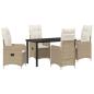 Preview: 5-teiliges Garten-Dining-Set mit Kissen Beige Poly Rattan