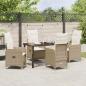 Preview: 5-teiliges Garten-Dining-Set mit Kissen Beige Poly Rattan