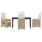 Preview: 5-teiliges Garten-Dining-Set mit Kissen Beige Poly Rattan