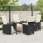 Preview: 5-teiliges Garten-Esszimmer-Set mit Kissen Schwarz Poly Rattan.