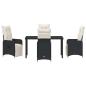 Preview: 5-teiliges Garten-Esszimmer-Set mit Kissen Schwarz Poly Rattan.