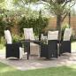 Preview: ARDEBO.de - 5-teiliges Gartenset mit Kissen in Schwarz aus Poly-Rattan
