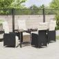 Preview: 5-teiliges Gartenset mit Kissen in Schwarz aus Poly-Rattan