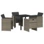 Preview: 5-teiliges Garten-Esstischset mit Kissen Grau Poly Rattan