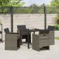 Preview: 5-teiliges Garten-Esstischset mit Kissen Grau Poly Rattan