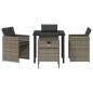Preview: 5-teiliges Garten-Esstischset mit Kissen Grau Poly Rattan