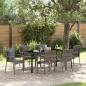 Preview: ARDEBO.de - 7-teiliges Garten-Essset mit Kissen Grau Poly-Rattan