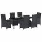 Preview: Garten Essgruppe 7 stk. Schwarz Poly-Rattan