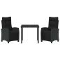 Preview: 3-teiliges Garten-Ess-Set Schwarz Poly-Rattan