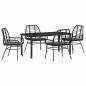 Preview: 5-teilige Garten-Essgruppe mit Kissen Schwarz Poly-Rattan
